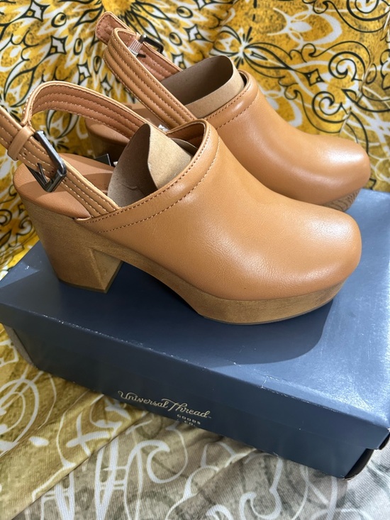 Universal Thread Shoes - Universal Thread Cognac Tan Platform Slingback Clogs